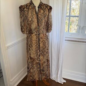 ba&sh Animal Print Long Sleeve Dress